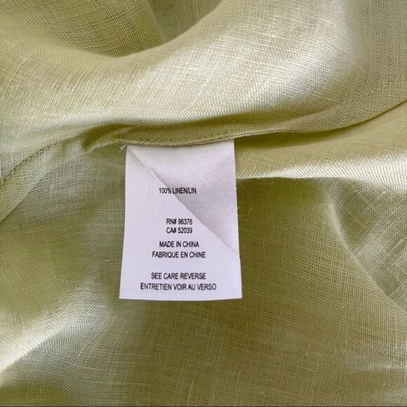 Samuel Dong Lime Green Linen wrap Blouse with separate tank - Picture 6 of 6